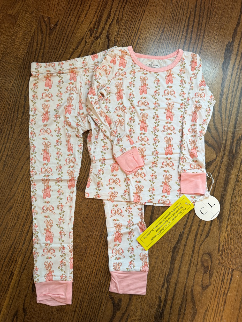 Caden Lane Pink Floral Ballet Bunny Pajama Set